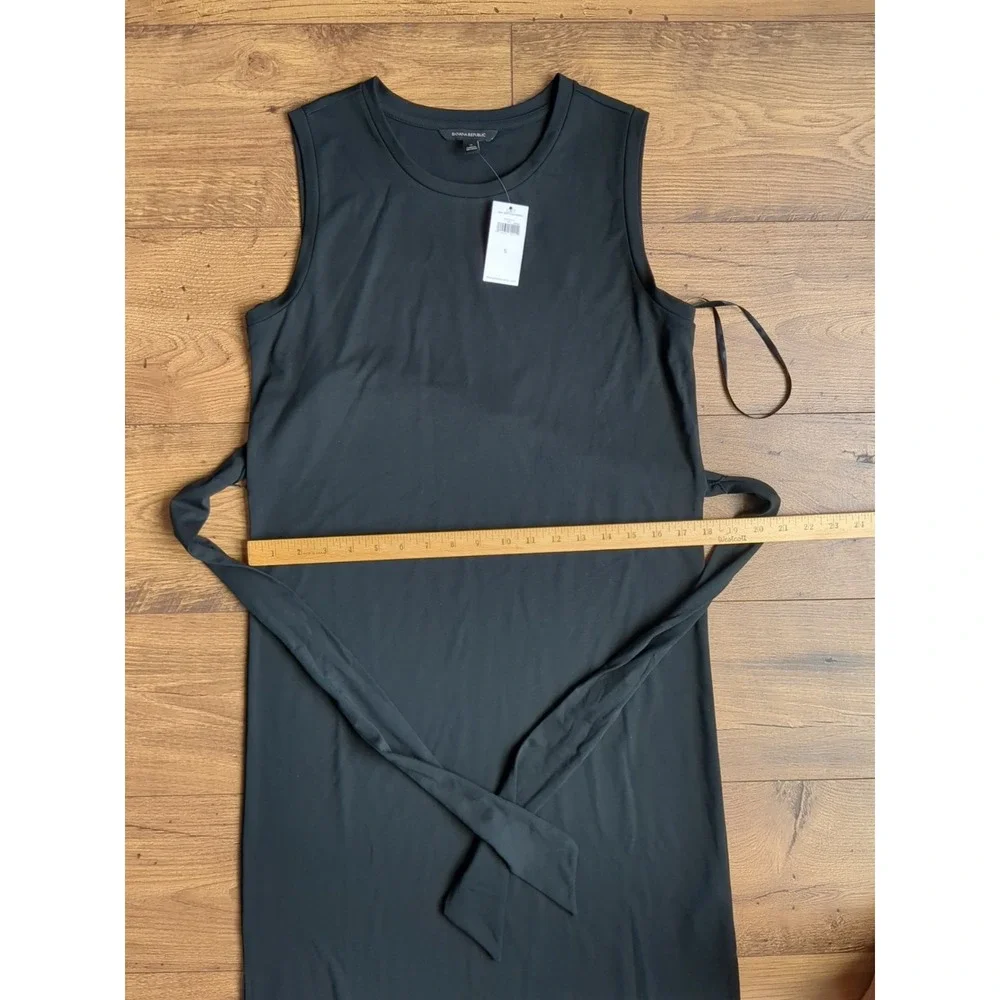 NWT Banana Republic Womens S Black Full‎ Length Sleeveless Tie-Belt Dress - Picture 6 of 16